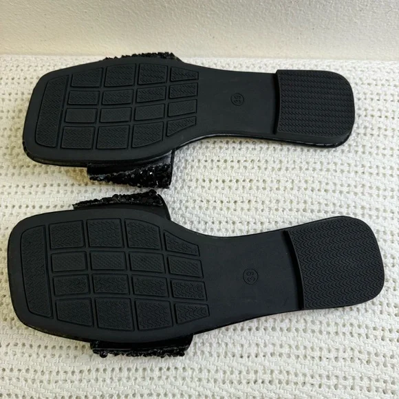 New. Elegant Black Beaded Women's Casual Slide Sandals– Comfortable - Picture 7 of 10